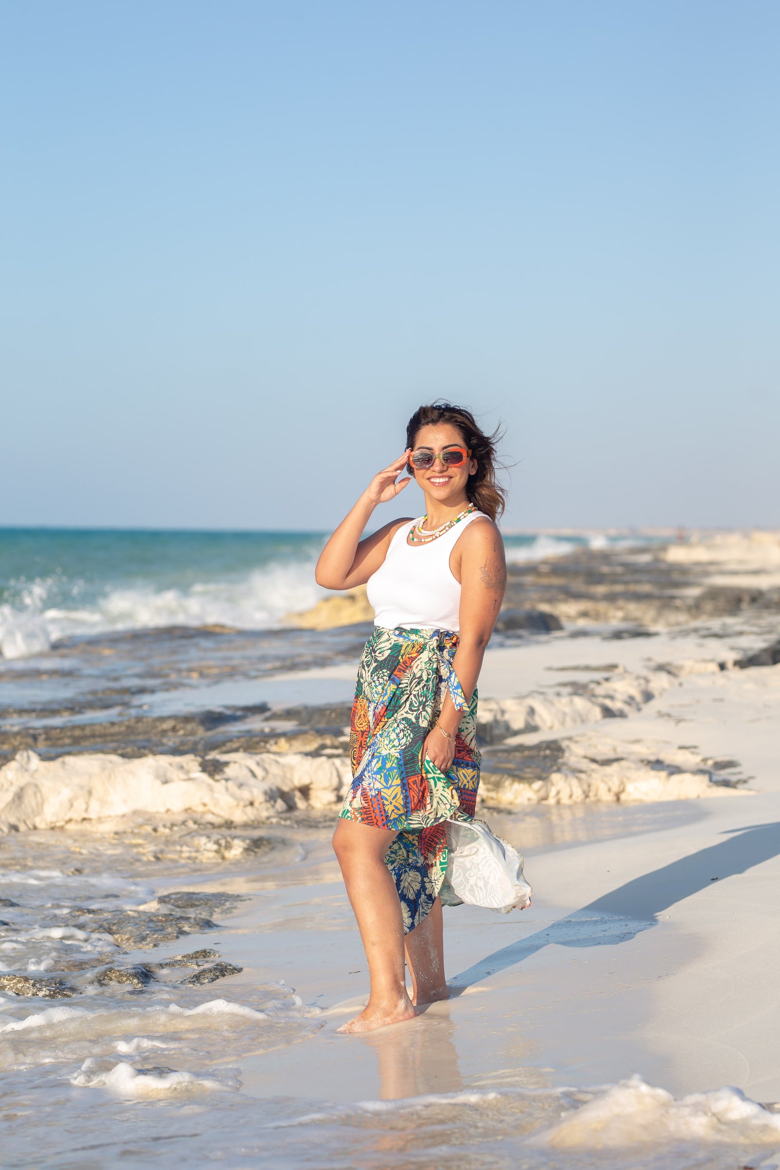 African floral crepe wrap Skirt - green