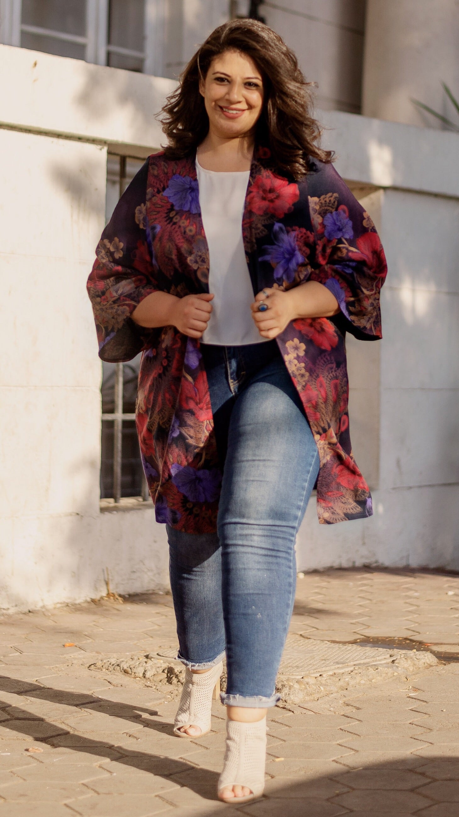 Colorful Floral Kimono-Red