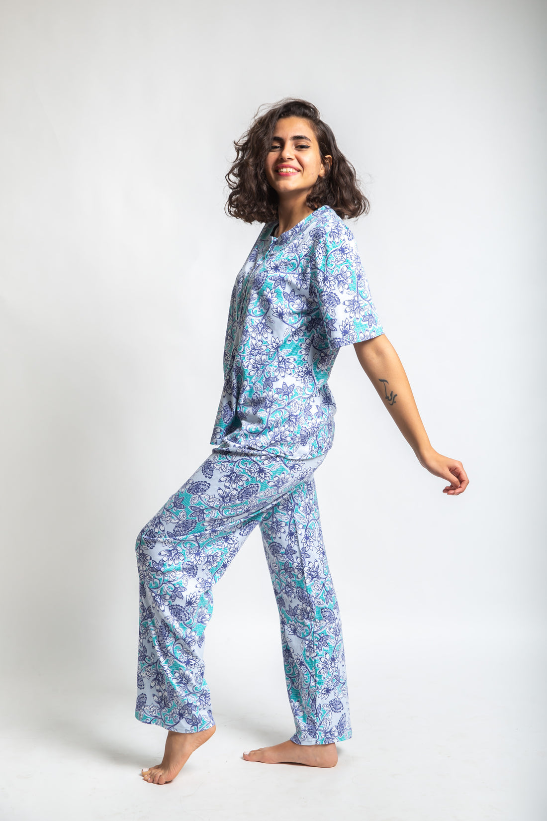 Blue Lotus Short Sleeve Pjs Set