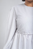 Polka Dot Chiffon Dress - White