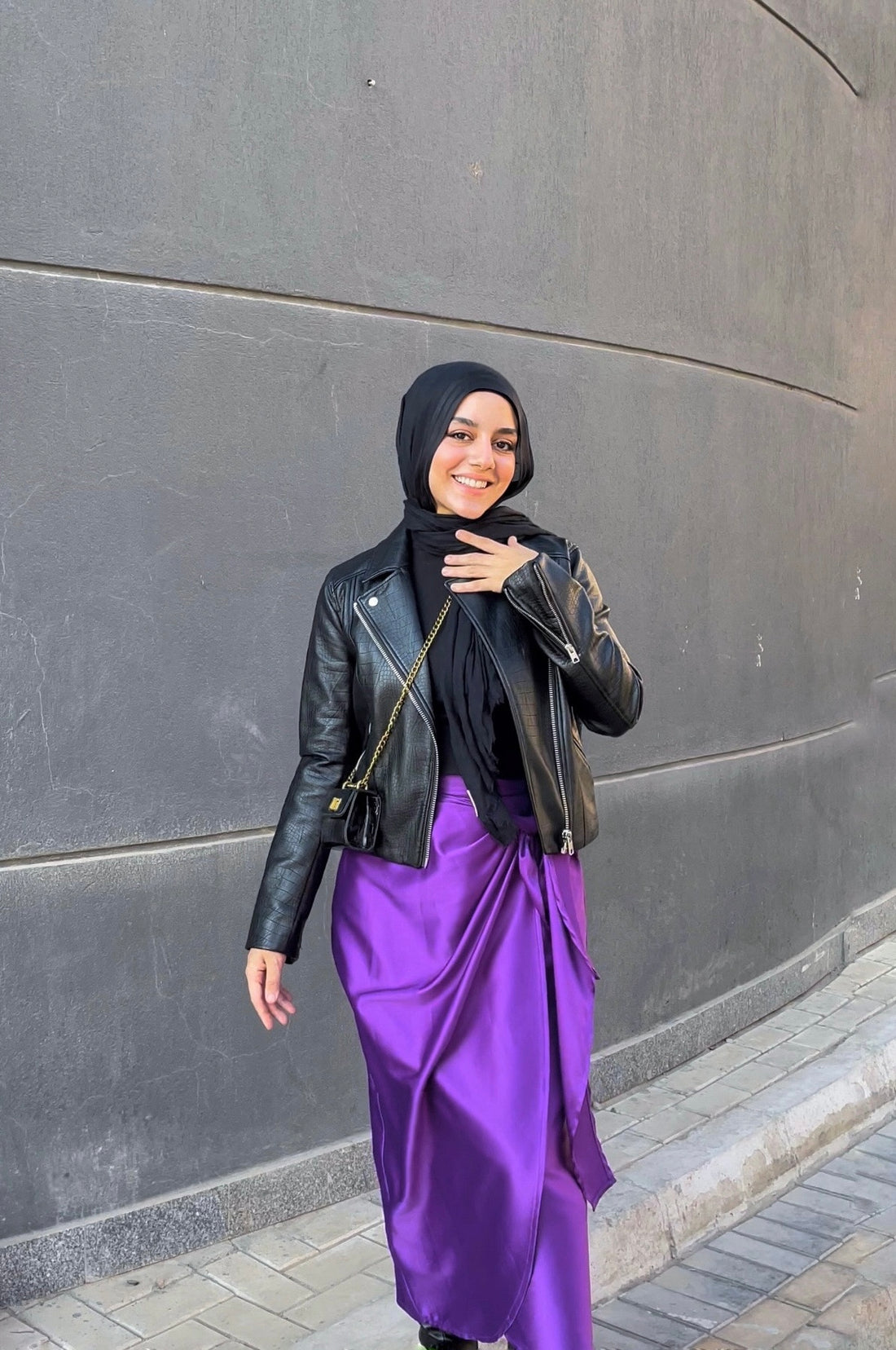 Satin wrap Skirt - Purple