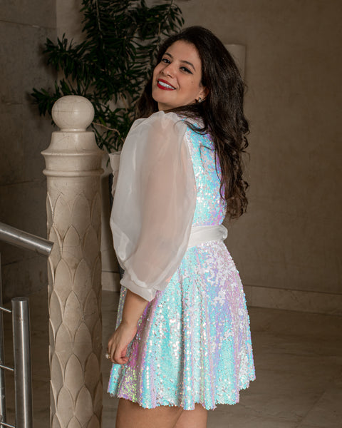 Api Rafeya Party girl sequin blazer dress -white – Rafeya Fashion