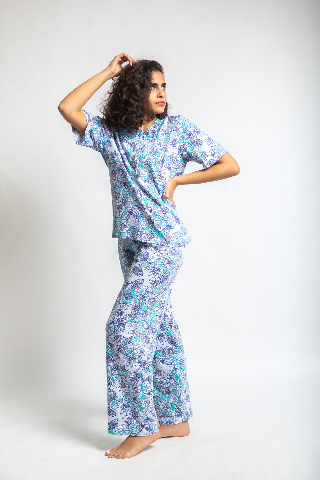 Blue Lotus Short Sleeve Pjs Set