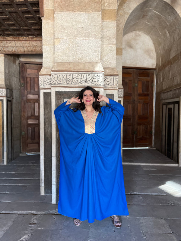 The linen comfort Abaya - Blue