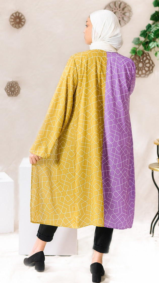 Purple And Mustard Kimono