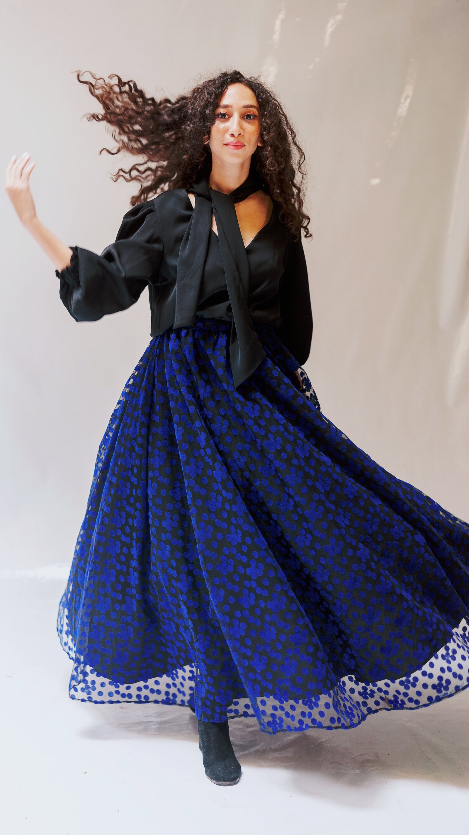 Polka Dot Tulle Skirt - Blue