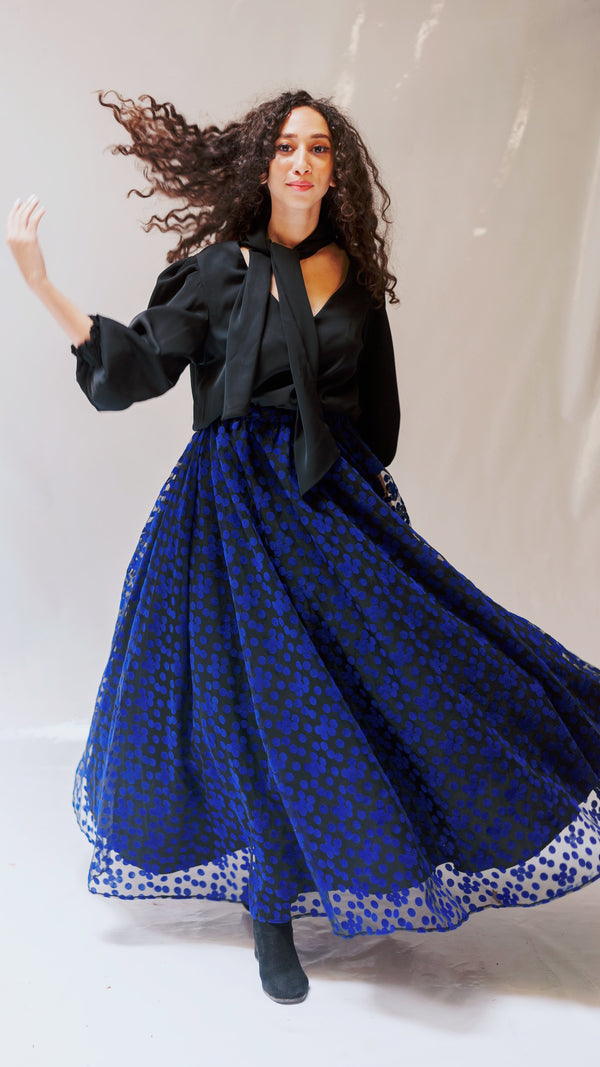 Polka Dot Tulle Skirt - Blue