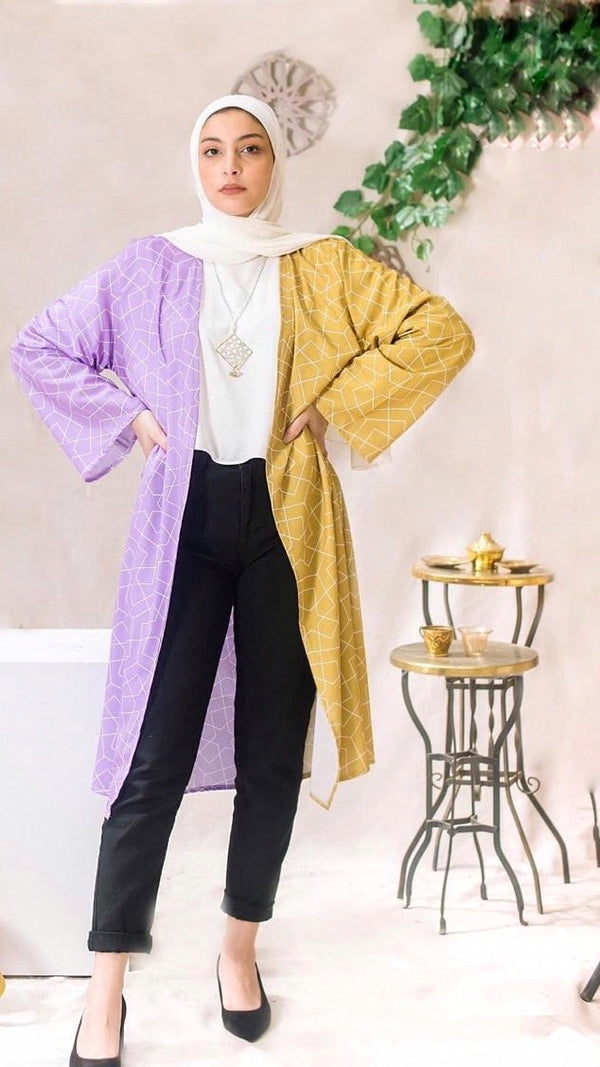 Purple And Mustard Kimono