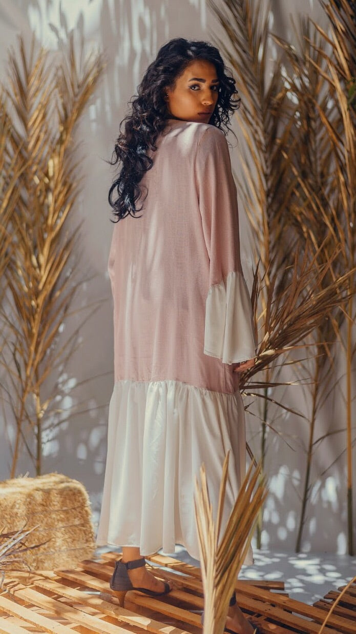 Kashmir and White Linen Dress