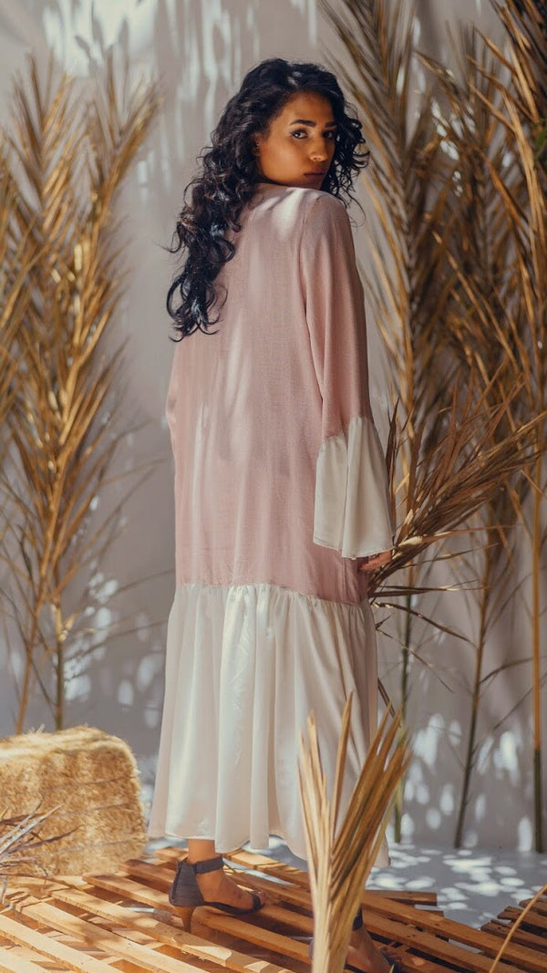 Kashmir and White Linen Dress