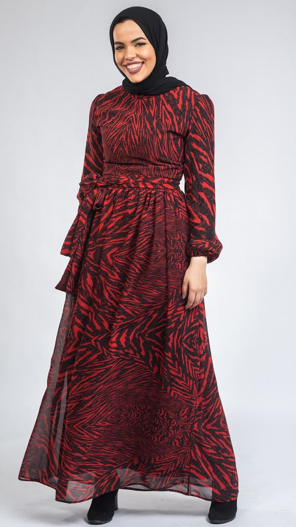 Fierce Chiffon Dress - Red