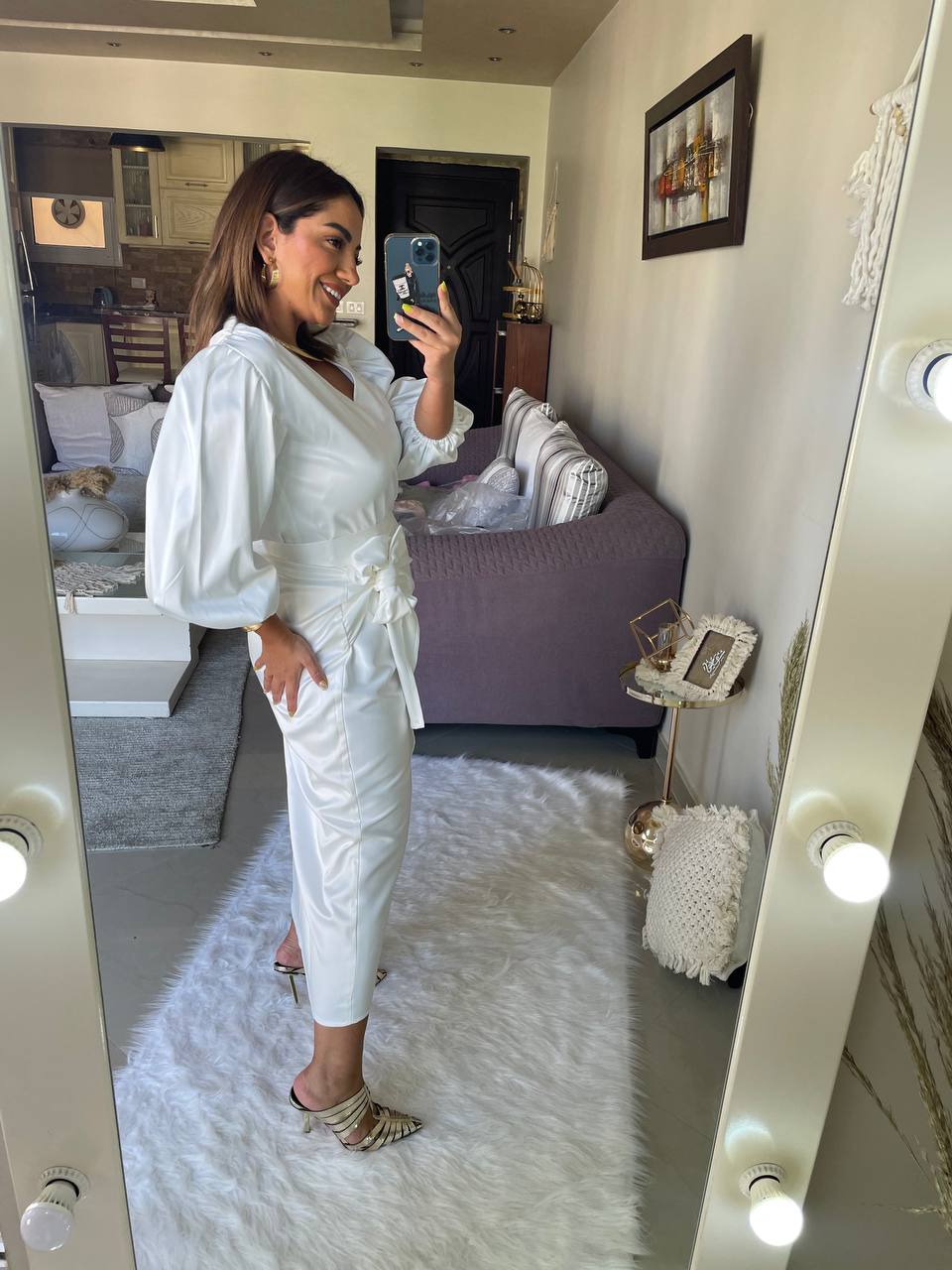 The pearl 2 piece set dress -white