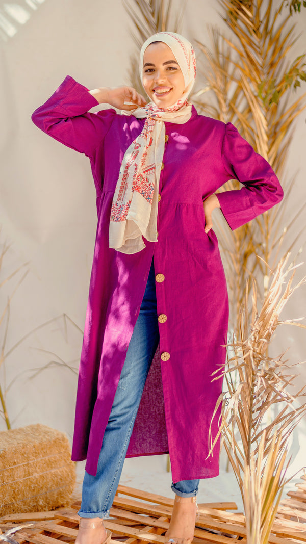 Purple Blended Linen Dress