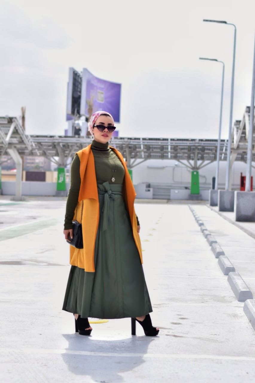Leather Skirt with Bow -Army Green