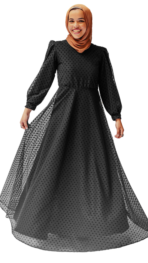 Polka Dot Tulle Dress - Black
