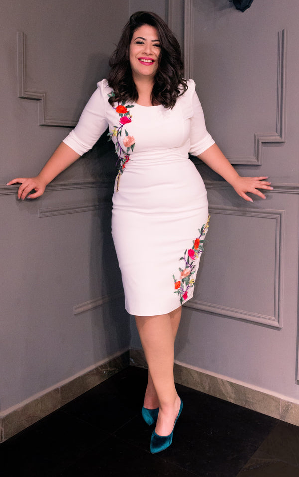 Floral Dress-White