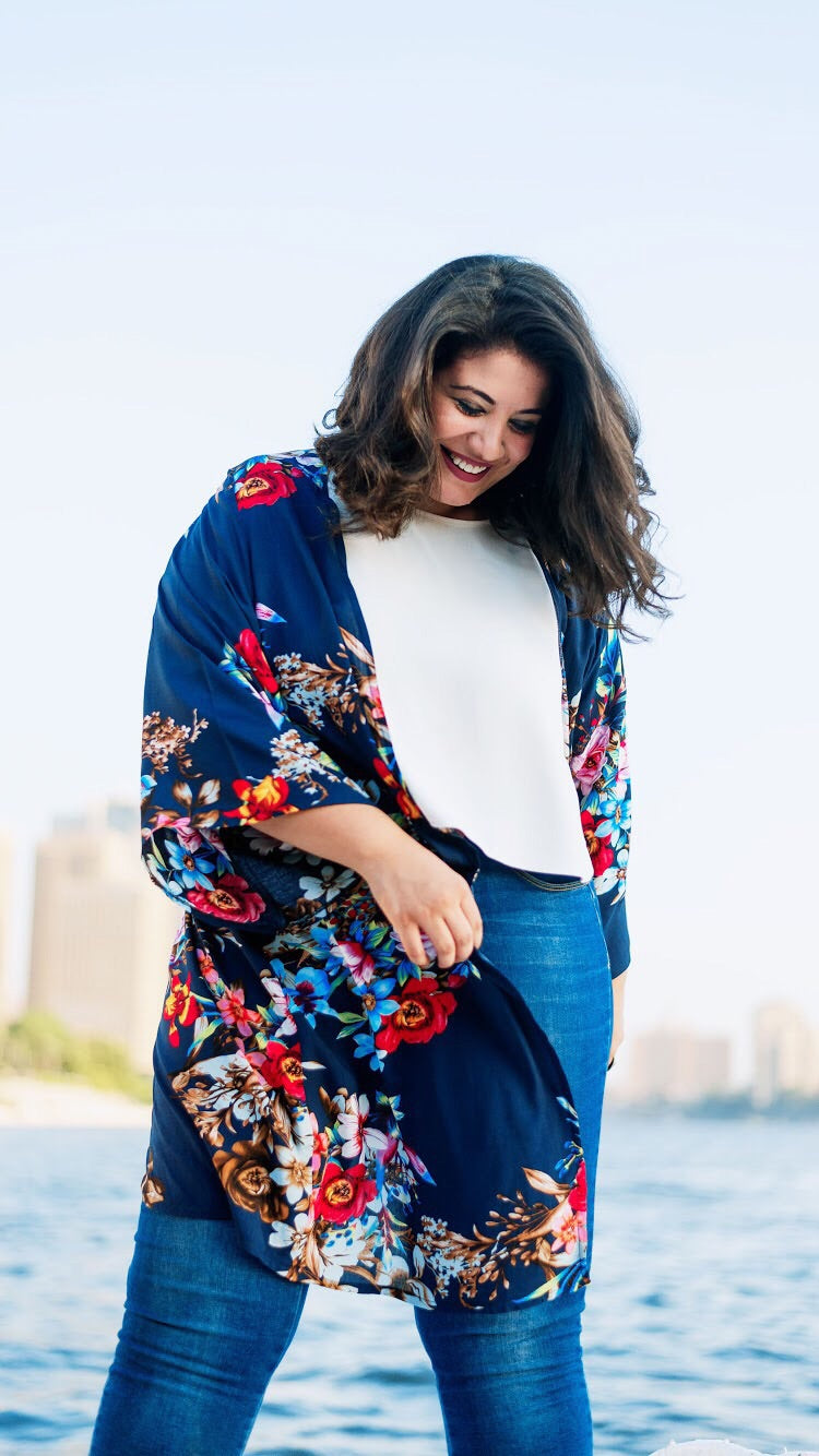 The Navy Blossom Kimono