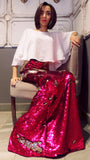 Double Sequin Skirt - Fuchsia