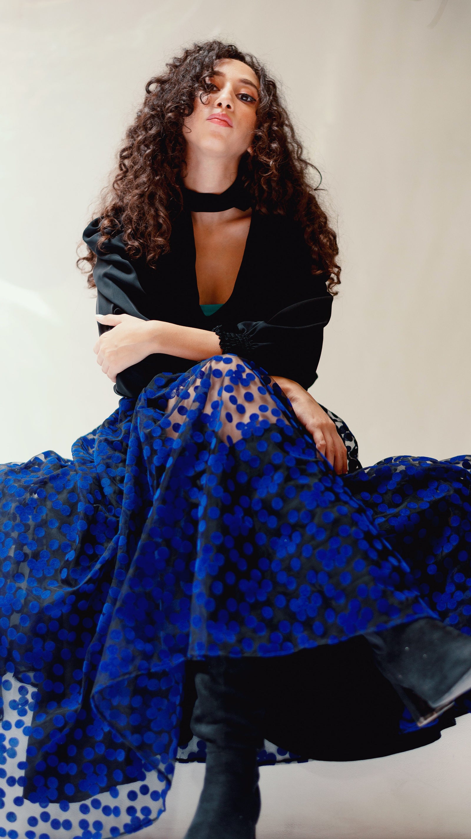 Polka Dot Tulle Skirt - Blue