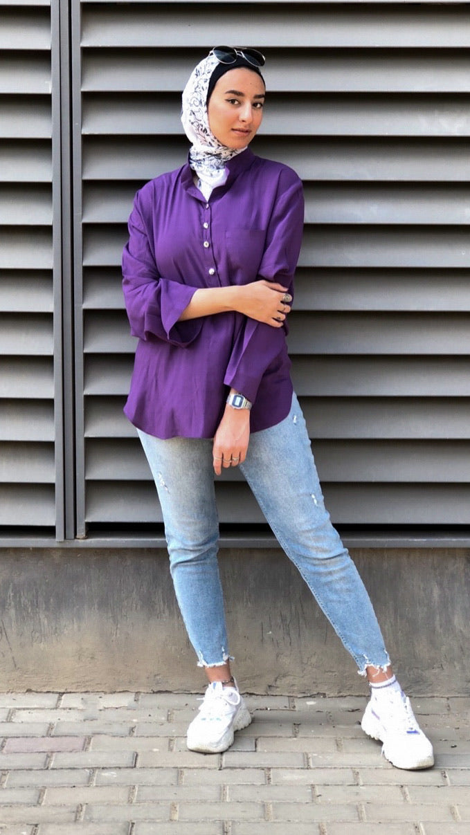 Half Collar Blouse - Purple