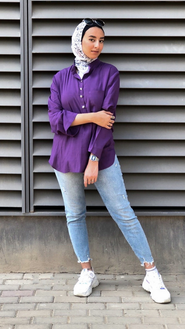 Half Collar Blouse - Purple