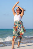African floral crepe wrap Skirt - green