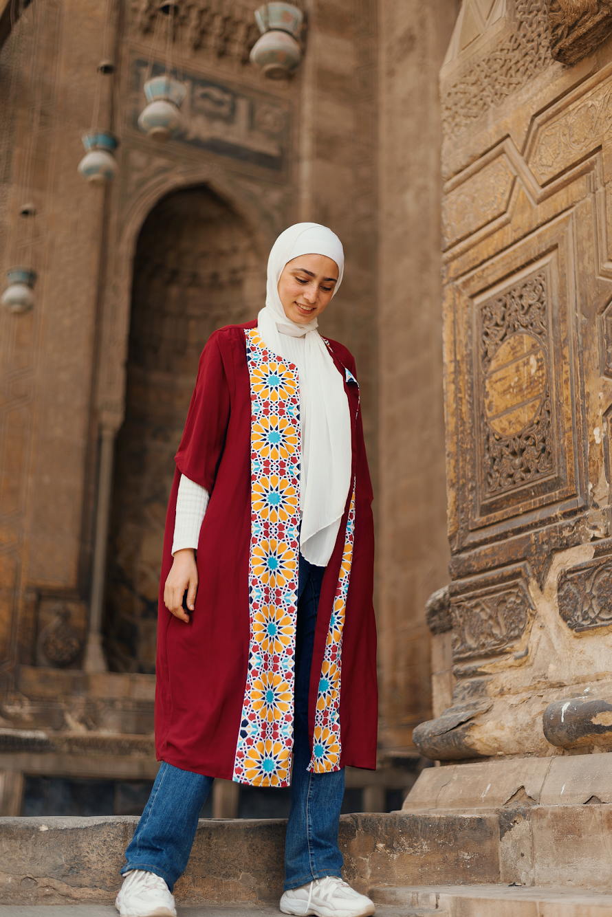 Maroon Islamic Star Kimono