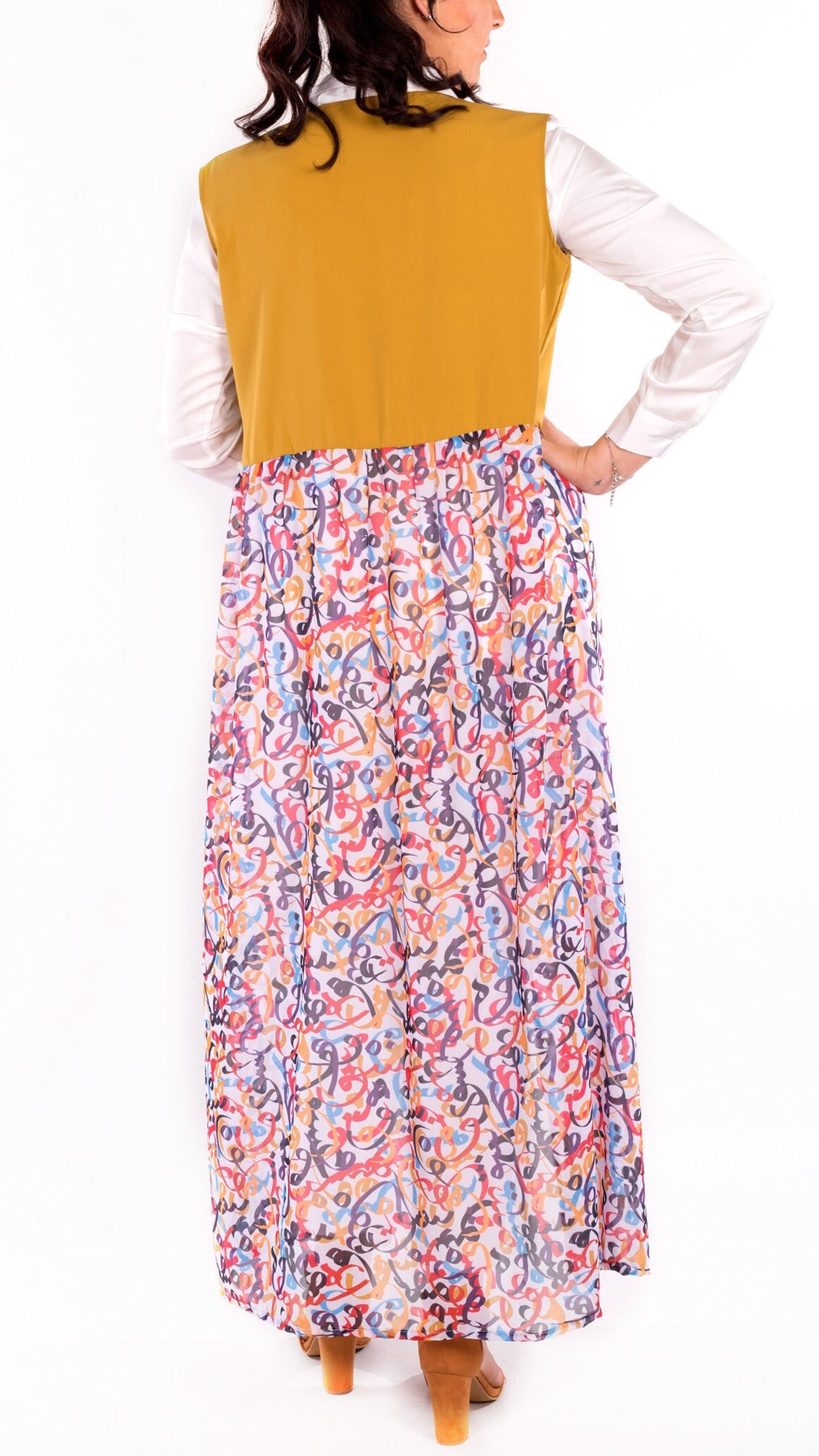 The Mustard Arabic Calligraphy Kimono