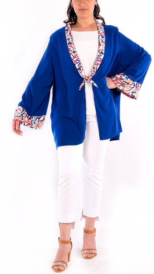 The Blue Calligraphy Collar kimono