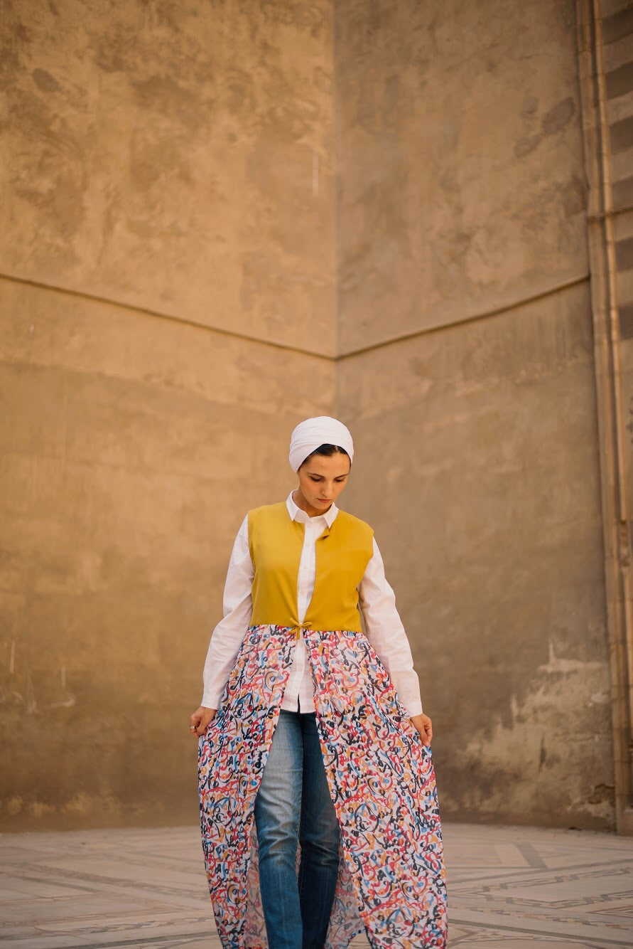The Mustard Arabic Calligraphy Kimono