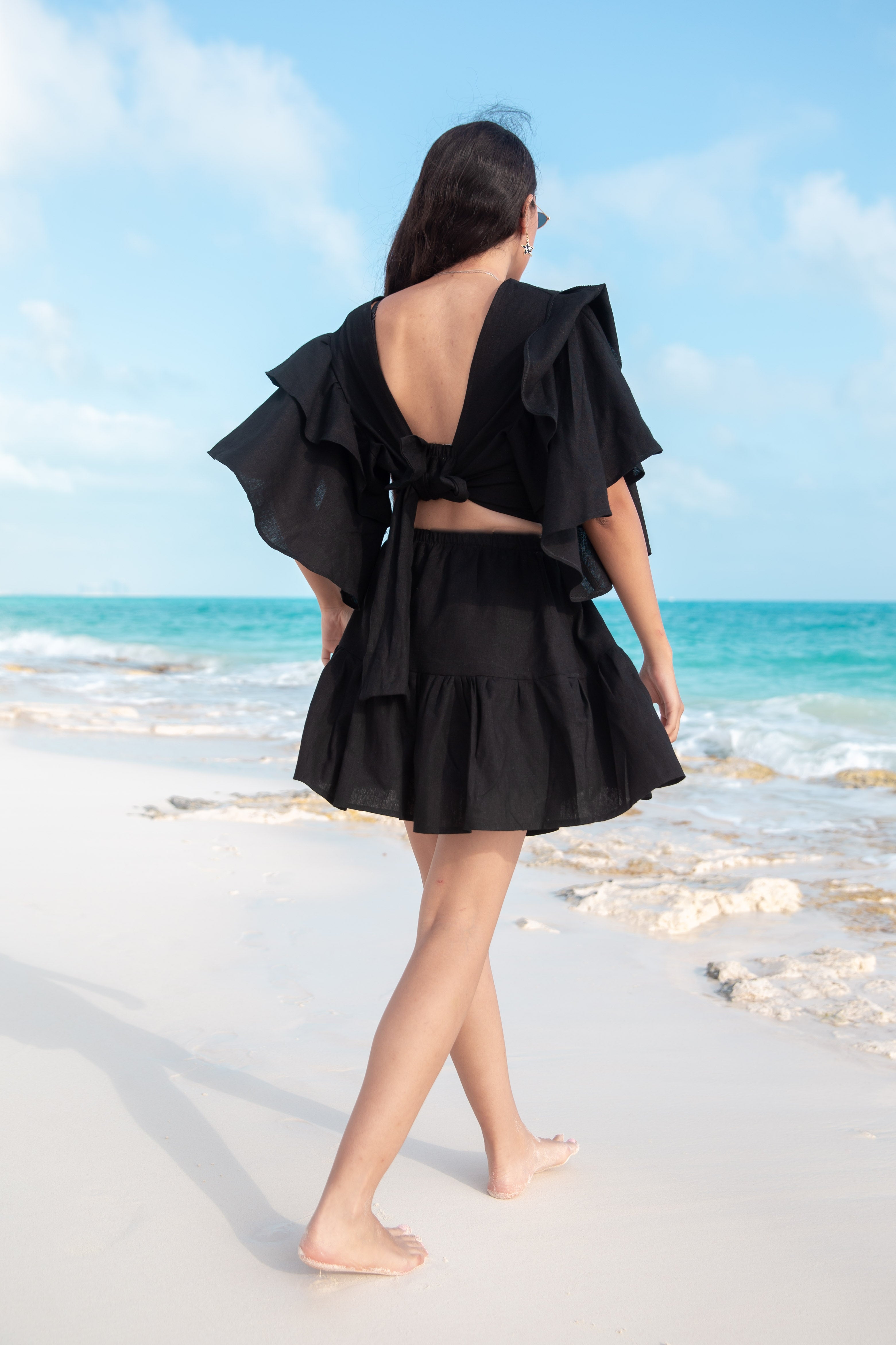 2 piece linen Dress - Black