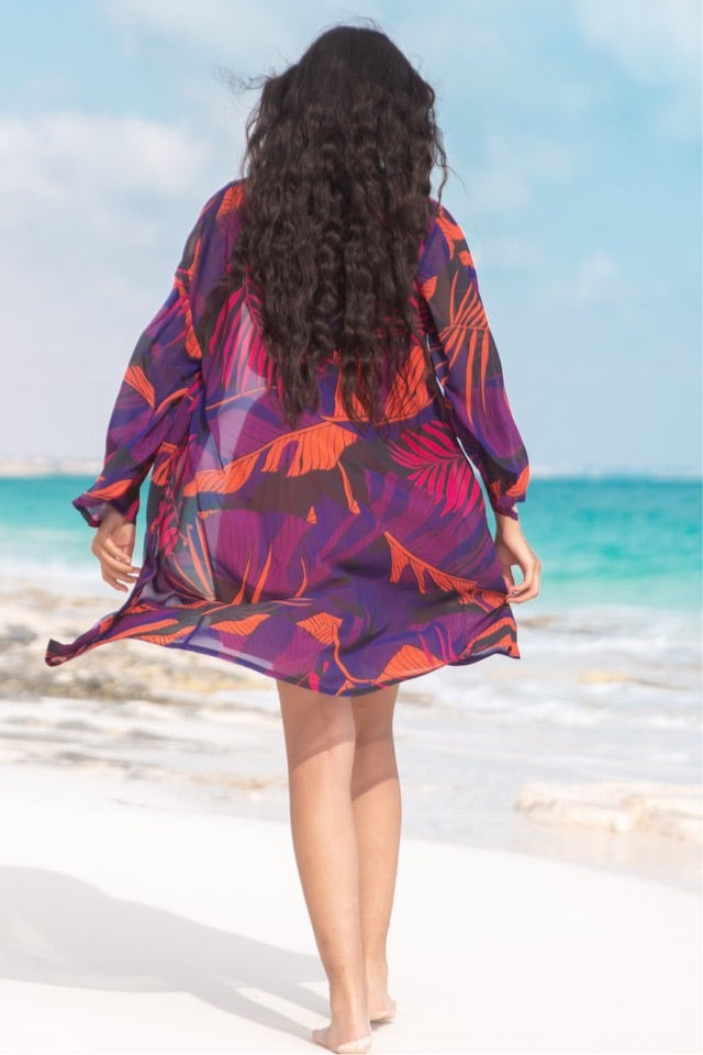 Summer breeze chiffon kimono - purple