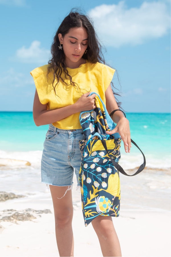 Lemon Tree Tote Bag - Navy Blue