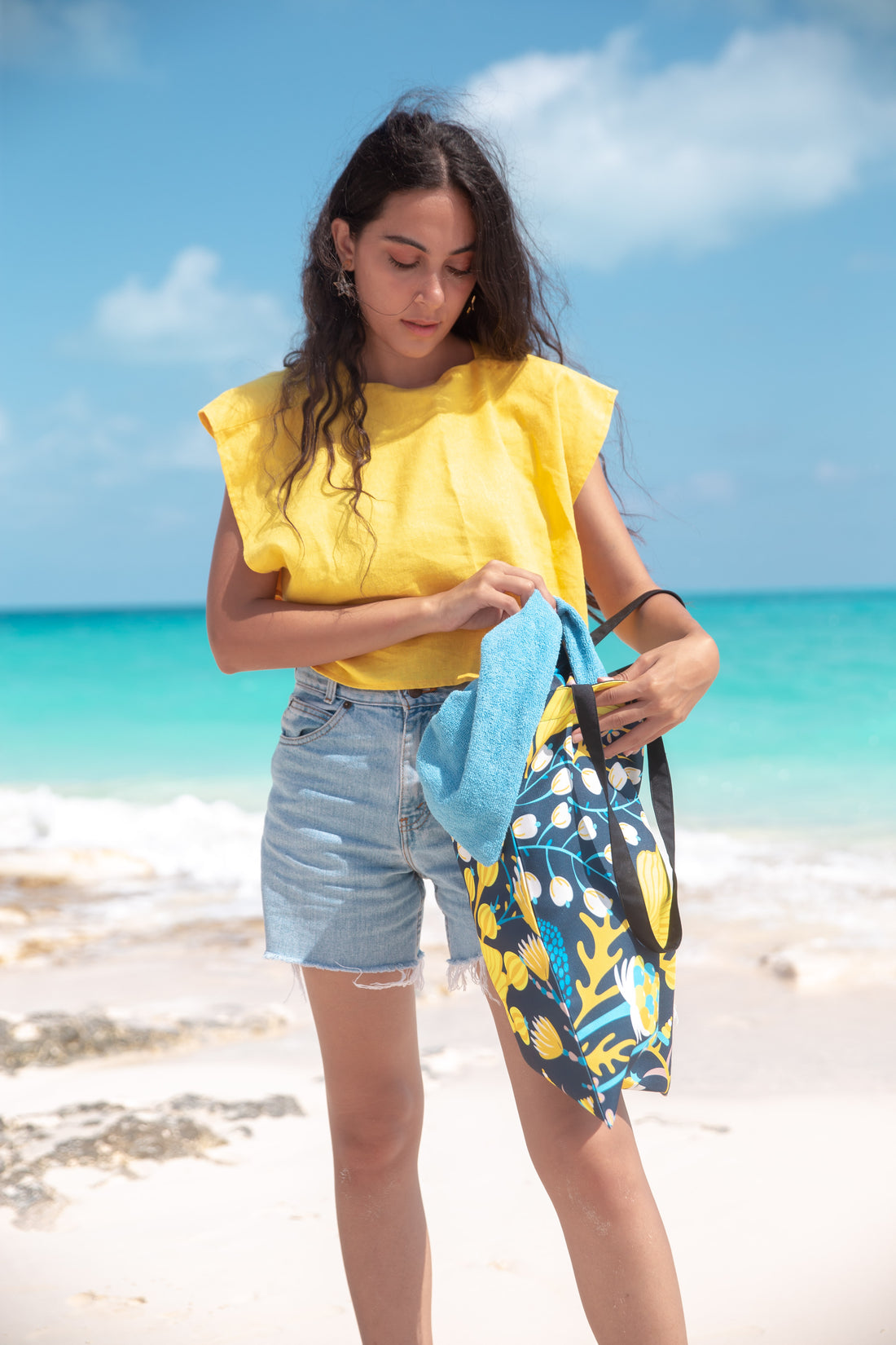 Lemon Tree Tote Bag - Navy Blue