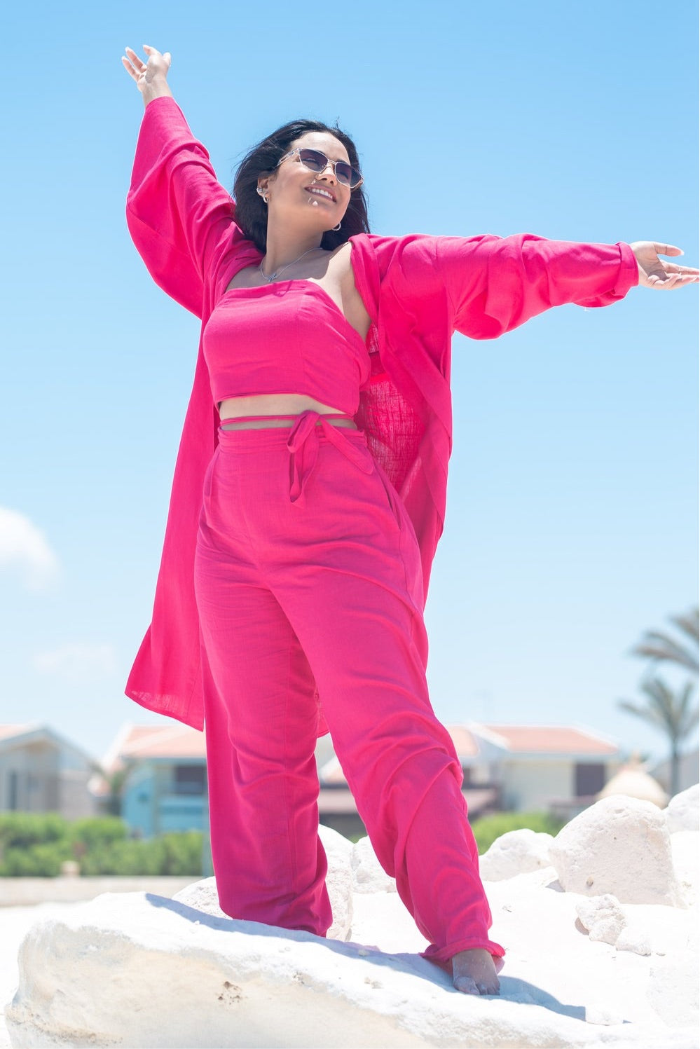 The comfy Linen Set - Fuschia