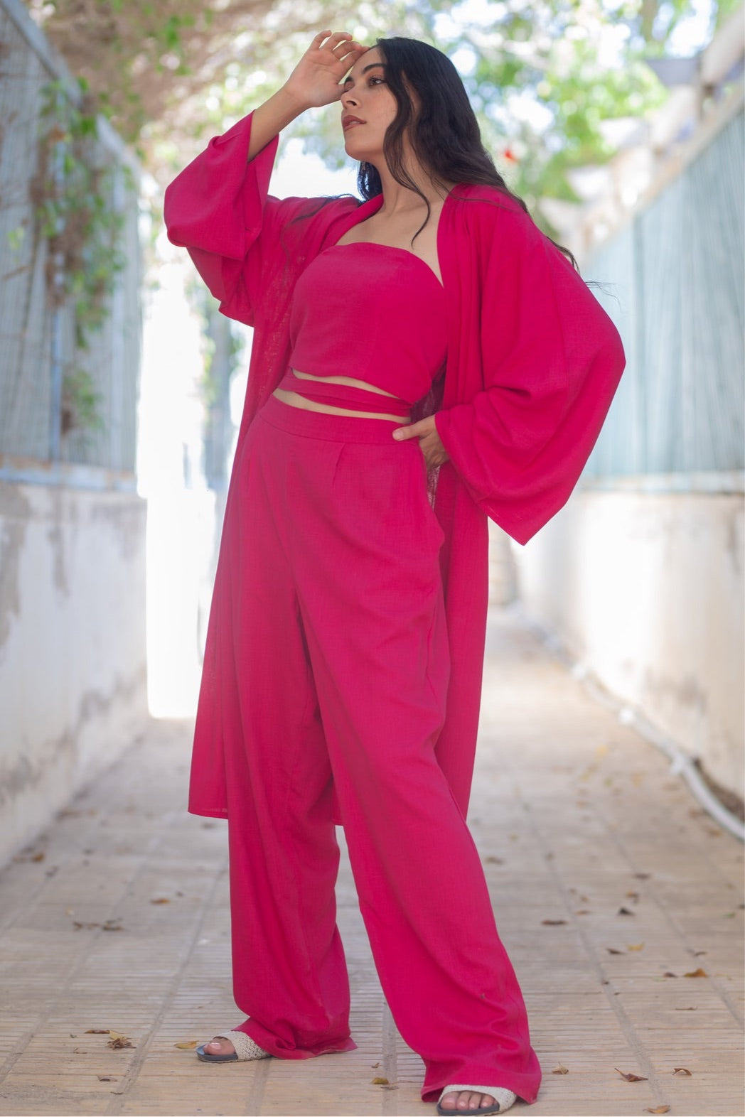 The comfy Linen Set - Fuschia