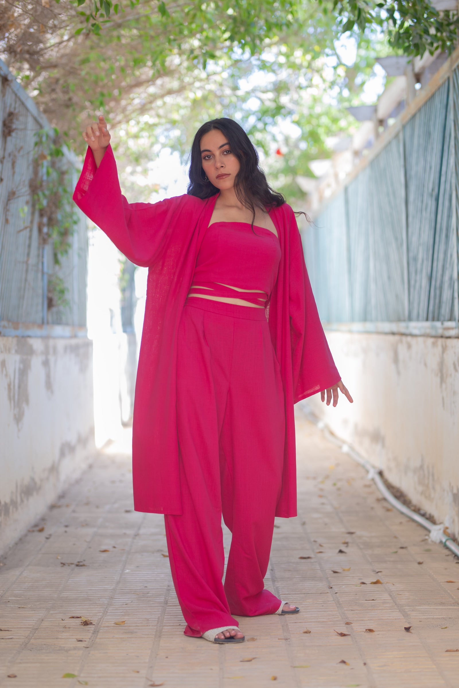 The comfy Linen Set - Fuschia
