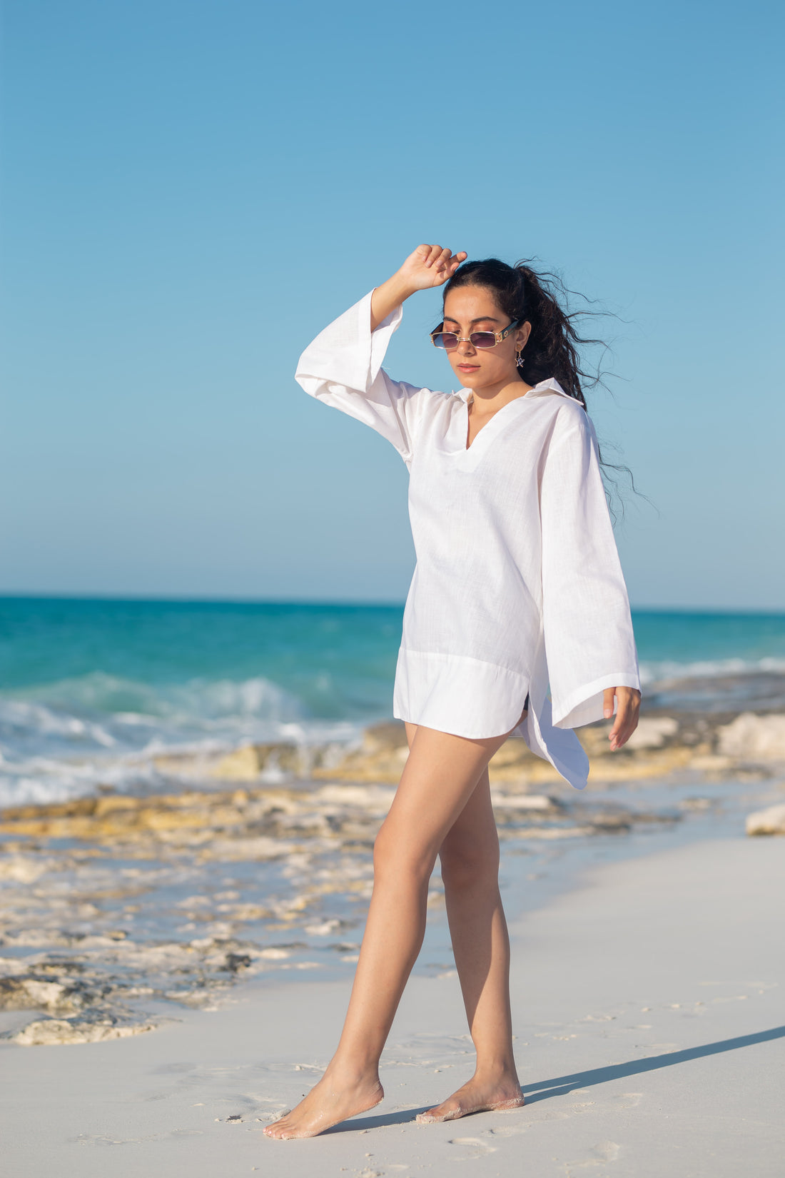 The White linen Top - white