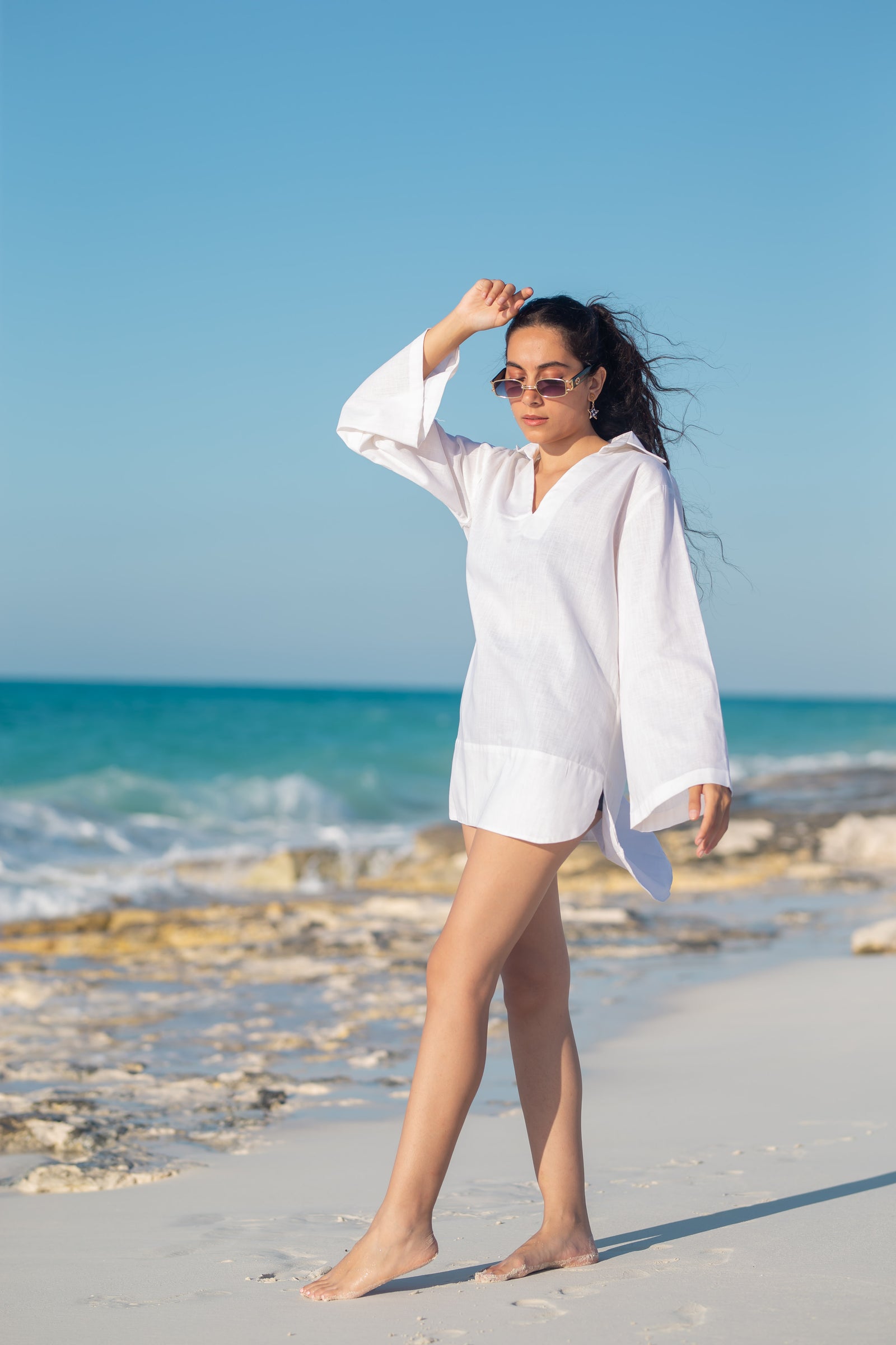 The White linen Top - white