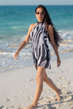 Tribal chiffon Beach Cover Up - black